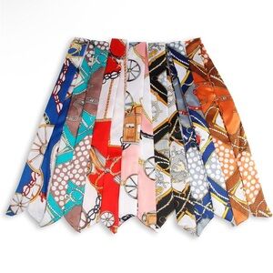 NWT 7 PC Set of Silk-Like Hair or Bag Scarves